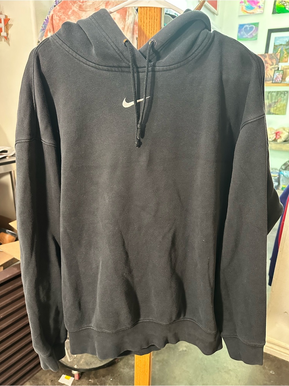 Nike Black Pullover Hoodie with White Swoosh